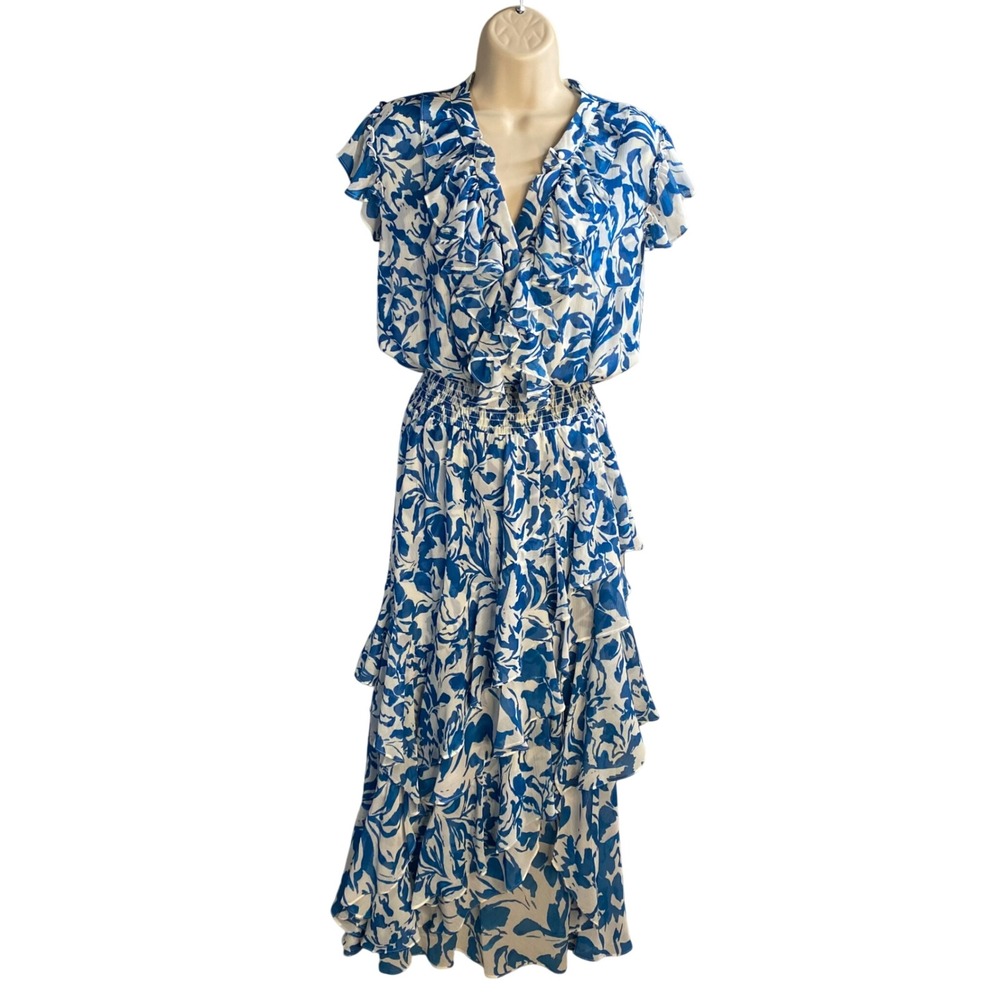 Misa Los Angeles Blue and White Floral Maxi Dress